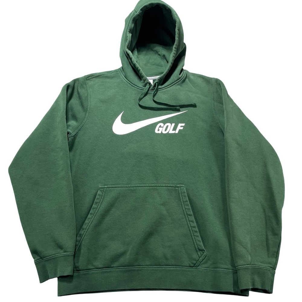 Nike Hoodie Mens Small Green Golf Fleece Pullover Sweatshirt Kangaroo Pocket